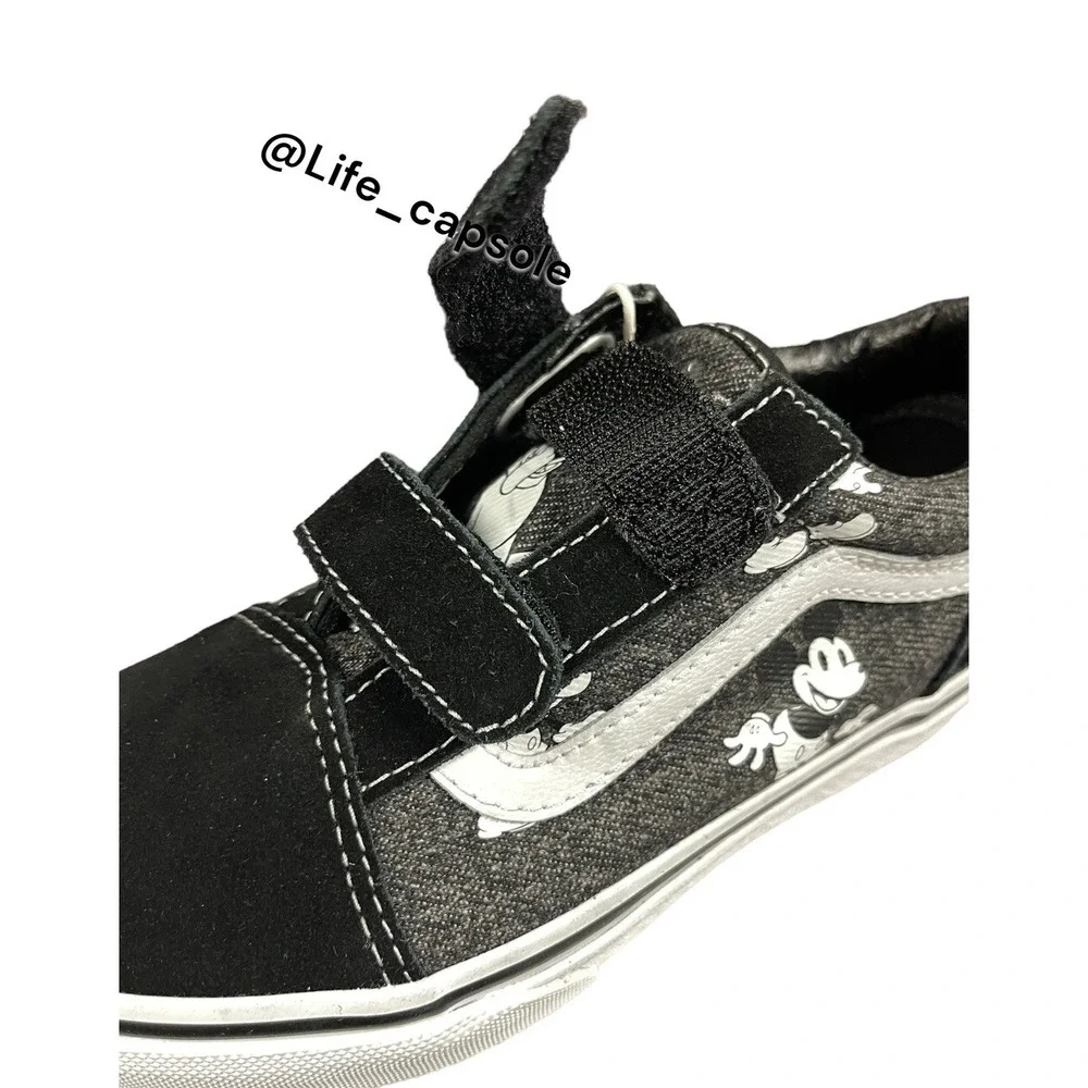 Size 13Y Kids Vans Old Skool Disney Mickey Mouse Youth Easy On Slip VN000VHEBMB